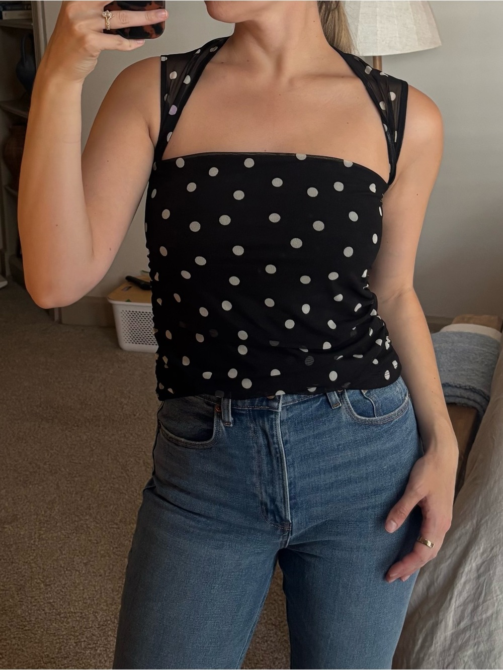 Abercrombie & Fitch Black Polka Dot Halter Camisole